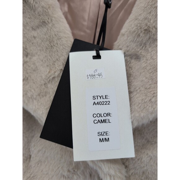 Alison Sheri Faux Fur Coat Jacket Women’s M Camel Colored Soft Shaggy Vogue NWT - Picture 4 of 16